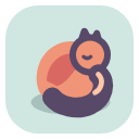 Catnap Focus exact 128 pixel render of a curled sleeping cat