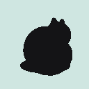 Catnap Focus visual silhouette with color removed, still reading as a curled cat